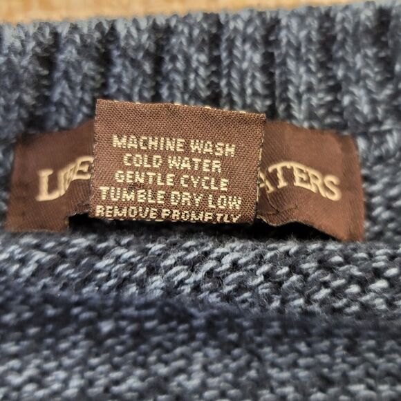 Vtg Liberty Sweater Mens XLT Blue Beige Knit Multi Stripe Grandpa‎ Made in USA - Picture 3 of 6